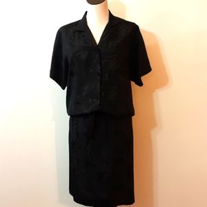 Vintage 1980s Black Blouson Dress